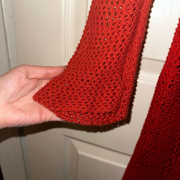 Free People burnt orange crochet bohemian boho sleeved dress beach summer XS - Picture 15 of 16